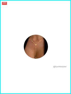 14K Plated Y-Necklace Long CZ Chain Drop Sunburst Pendant